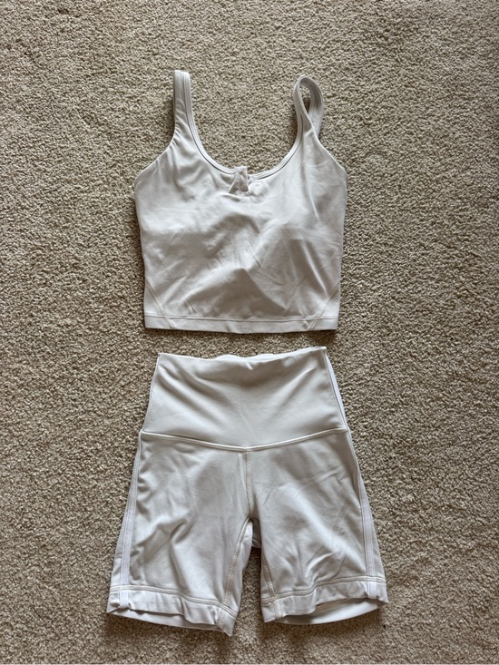 lululemon athletica Other - lululemon athletica White/Cream Crop Tank and High-Waist Bike Shorts Set